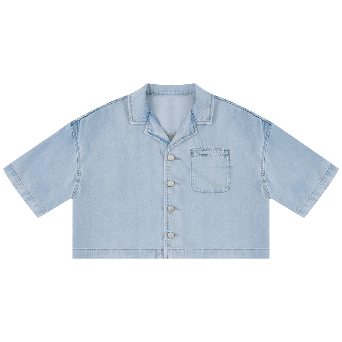 [VINTAGE WASH  DENIM COMFORT DEPARTMENT] Women's Boxy Crop Shirt